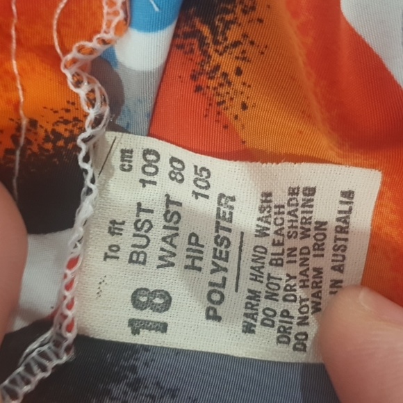 VINTAGE 80S Size 18 Blue/Orange Set Pleated - Picture 8 of 8